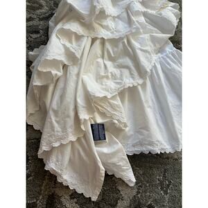 Vintage Ralph Lauren Bromley Lace Twin Ruffle Bedskirt Pure White ruffled eyelet